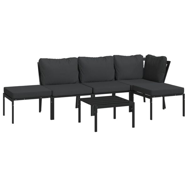 vidaXL Salon de jardin 6 pcs avec coussins gris acier