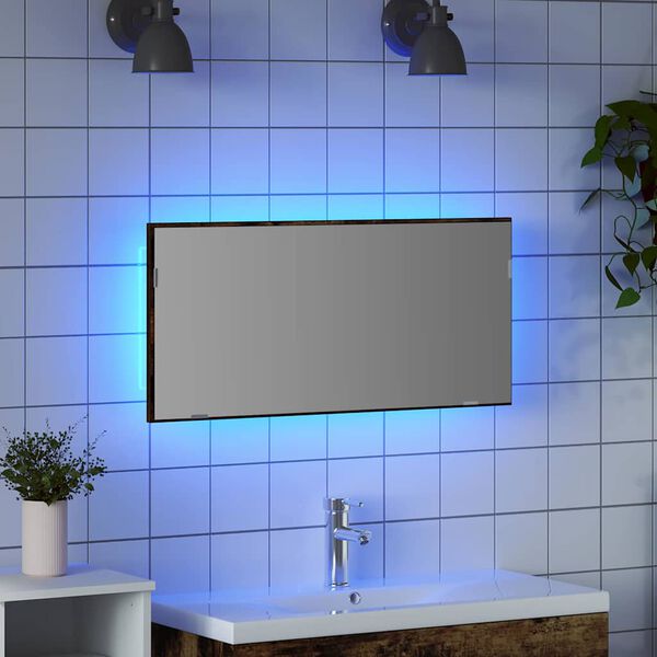 vidaXL Miroir Montage mural Marron 80 x 37 cm Verre et Bois Ing&eacute;nierie