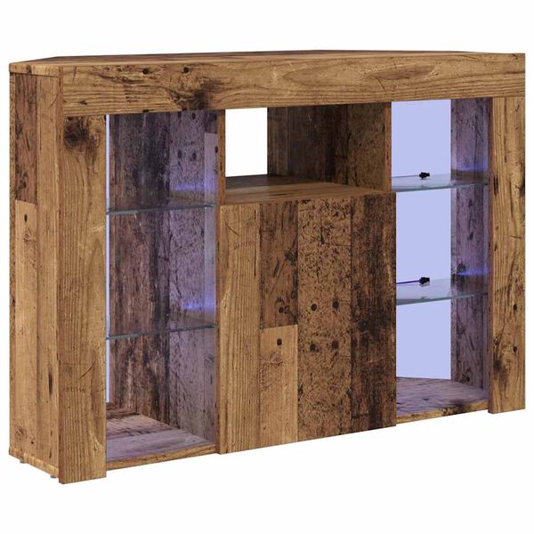 vidaXL Meuble TV LED d'Angle Bois ancien 100x40x68cm Bois d'ing&eacute;nierie