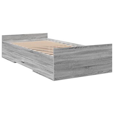 vidaXL Cadre de lit avec tiroirs sans matelas sonoma gris 100x200 cm