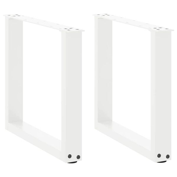 vidaXL Pieds de table basse en U, 2 pi&egrave;ces, blanc, 50 x (42-43) cm, acier