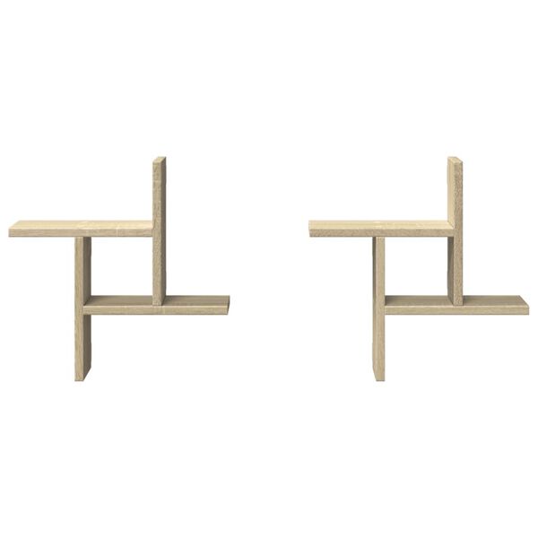 vidaXL Étagères murales 2pcs chêne sonoma 38x12x38cm bois d'ingénierie