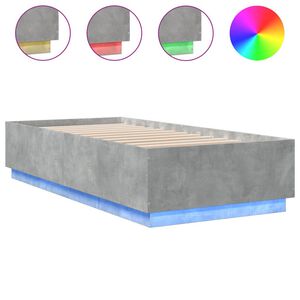 vidaXL Cadre de lit avec LED sans matelas gris b&eacute;ton 100x200 cm