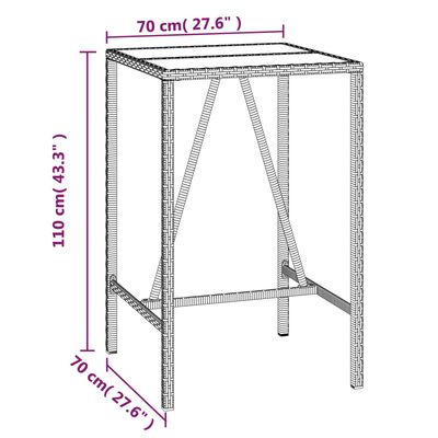 vidaXL Ensemble de bar jardin 3 pcs noir poly rotin/bois massif acacia