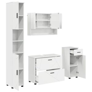 vidaXL Ensemble de mobilier de salle de bain 4 pcs Blanc brillant