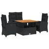 vidaXL Ensemble &agrave; manger de jardin 4 pcs avec coussins noir