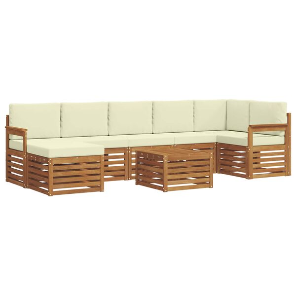 vidaXL Ensemble de canap&eacute; d'angle avec coussin 8 pcs Naturel et Cr&egrave;me