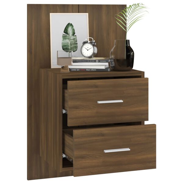 vidaXL Table de chevet murale Ch&ecirc;ne marron