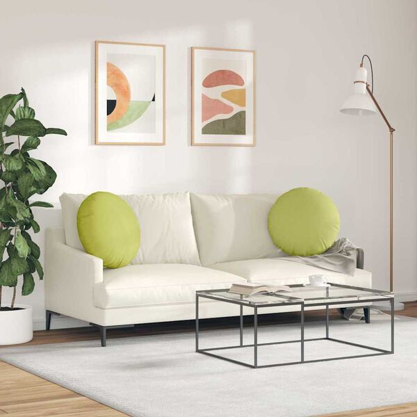 vidaXL Coussins de si&egrave;ge 2 pcs Vert clair &Oslash;50 x 19 cm tissu