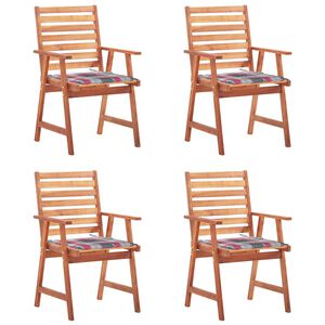 vidaXL Chaises &agrave; manger d'ext&eacute;rieur lot de 4 et coussins Acacia massif