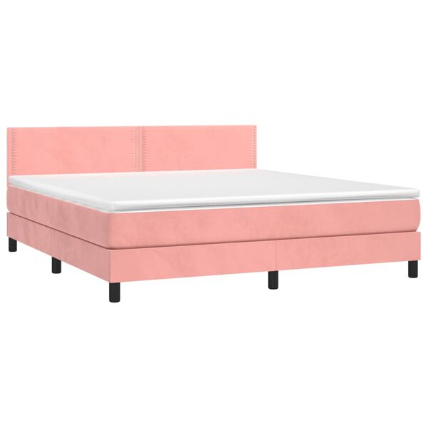 vidaXL Sommier &agrave; lattes de lit avec matelas LED Rose 180x200 cm
