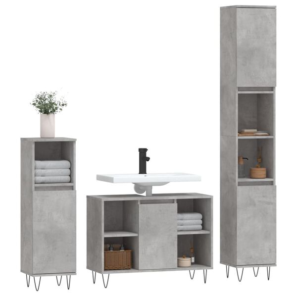 vidaXL Ensemble de meubles de salle de bain 3 pcs gris b&eacute;ton