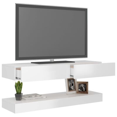 vidaXL Meuble TV avec lumières LED blanc brillant 120x35 cm