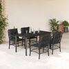 vidaXL Ensemble &agrave; manger de jardin coussins 5pcs Noir R&eacute;sine tress&eacute;e