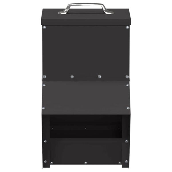 vidaXL Mangeoire pour poules Noir 20 x 25 x 35 cm Acier Lamin&eacute; &agrave; Froid