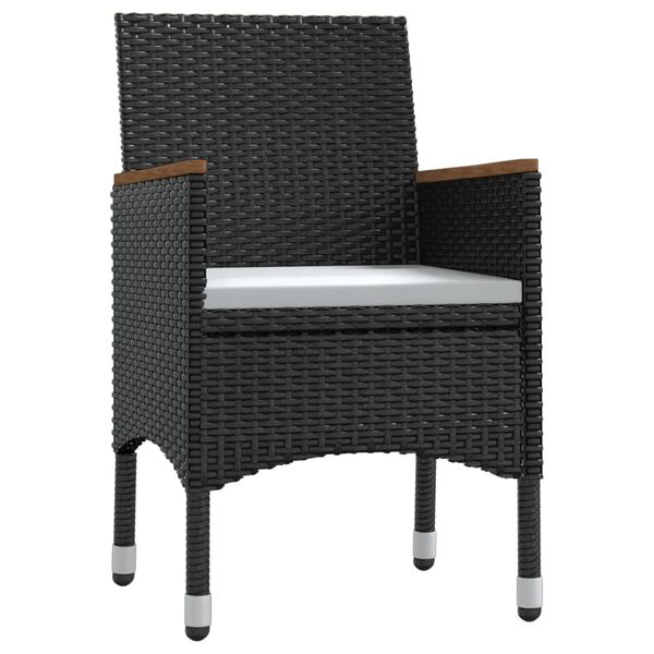 vidaXL Ensemble &agrave; manger de jardin avec coussins 3 pcs noir