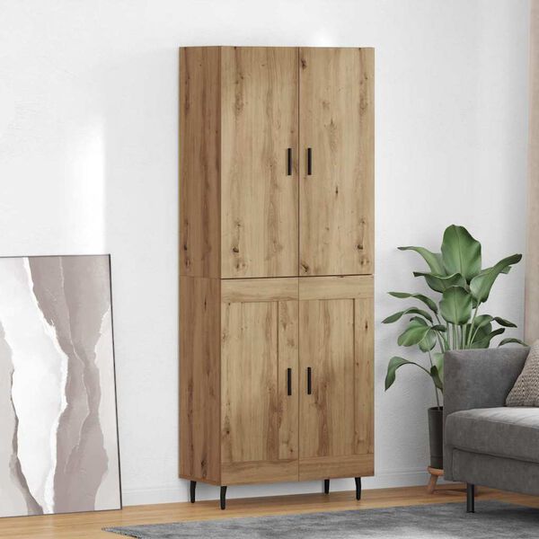 vidaXL Haut Armoire 2 pcs Ch&ecirc;ne artisanal Bois Agglom&eacute;r&eacute; et Verre