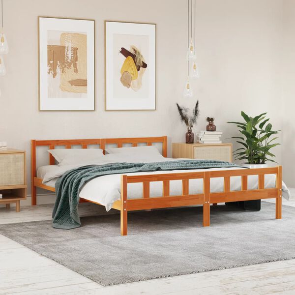 vidaXL Cadre de lit sans matelas cire marron 180x200cm bois pin massif