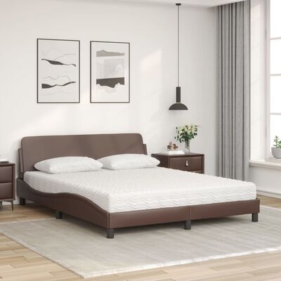 vidaXL Lit avec matelas marron 160x200 cm similicuir