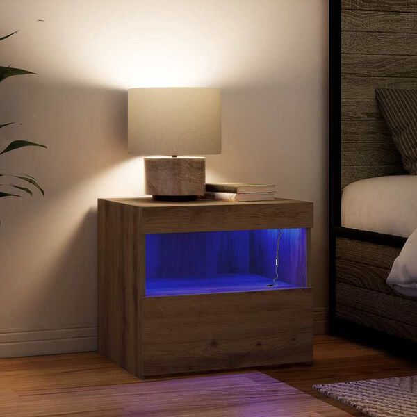 vidaXL Cabinet de chevet avec tiroir Ch&ecirc;ne artisanal 50 x 40 x 45 cm