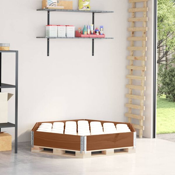 vidaXL Lit sur&eacute;lev&eacute; hexagonale marron 160x160 cm bois pin massif
