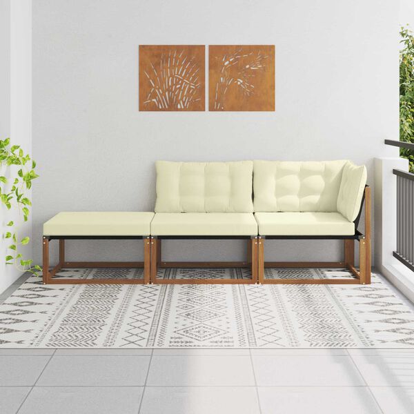 vidaXL Unit&eacute;s de sofa sectionnel d'ext&eacute;rieur 3 Pi&egrave;ce Naturel