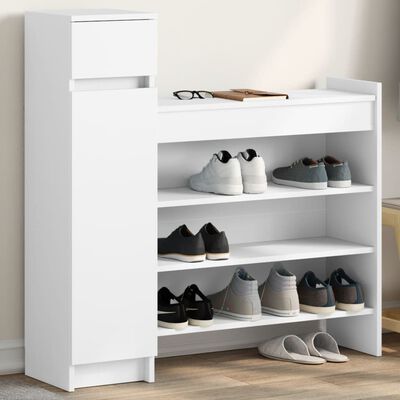 vidaXL Armoire à chaussures blanc 100,5x28x100 cm bois d'ingénierie