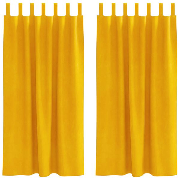 vidaXL Rideaux occultants 2 pcs Jaune moutarde 140 x 175 cm Velours