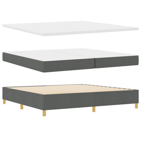vidaXL Lit &agrave; ressorts avec matelas Gris fonc&eacute; 200 x 200 cm tissu