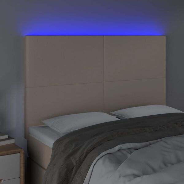 vidaXL T&ecirc;te de lit &agrave; LED Cappuccino 144x5x118/128 cm Similicuir