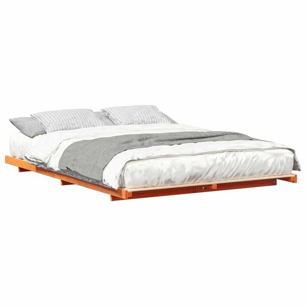 vidaXL Cadre de lit sur&eacute;lev&eacute; Marron cire 160 x 210 cm