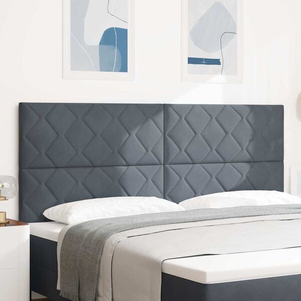 vidaXL T&ecirc;te de lit LED Gris fonc&eacute; 200 cm Cuir synth&eacute;tique
