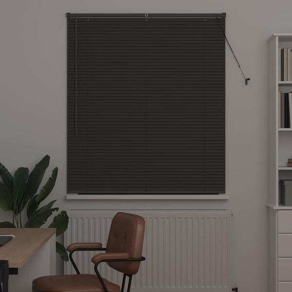 vidaXL Store de Fen&ecirc;tre avec des rideaux Gris fonc&eacute; Aluminium