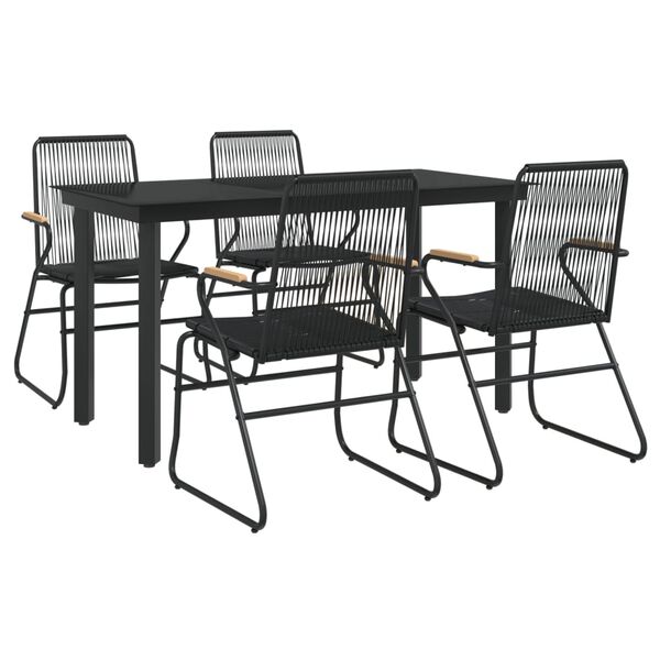 vidaXL Ensemble &agrave; manger de jardin 5 pcs Noir Rotin PVC