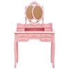 vidaXL Coiffeuse avec tabouret et miroir pliable en 3 Rose