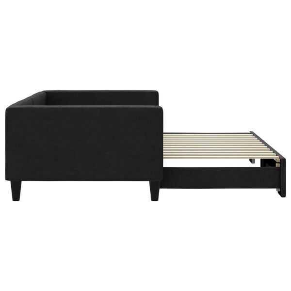 vidaXL Lit de jour avec gigogne sans matelas noir 100x200 cm