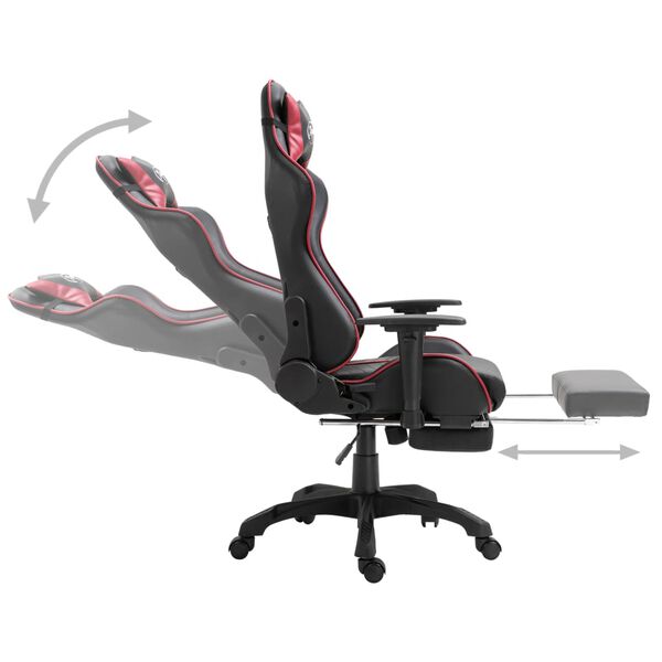 vidaXL Chaise de jeu avec repose-pied Rouge bordeaux Similicuir