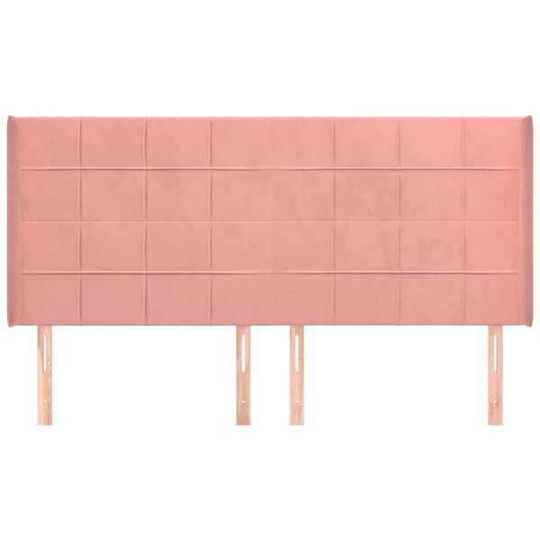 vidaXL T&ecirc;te de lit avec oreilles Rose 163x16x118/128 cm Velours