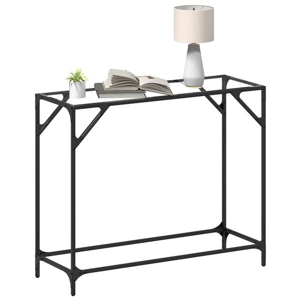 vidaXL Table console avec dessus en verre transparent 98x35x81cm acier