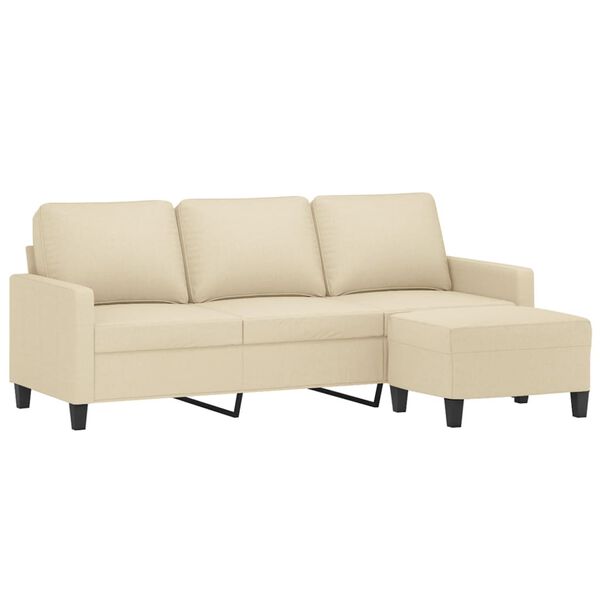 vidaXL Canap&eacute; &agrave; 3 places avec repose-pieds Cr&egrave;me 180 cm Tissu