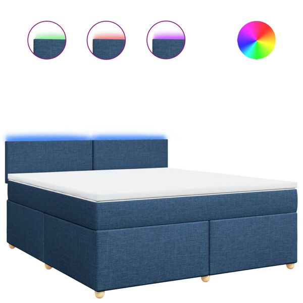 vidaXL Sommier &agrave; lattes de lit avec matelas Bleu 180x200 cm Tissu