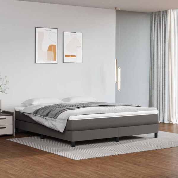 vidaXL Sommier &agrave; lattes de lit avec matelas Gris 160x200 cm Similicuir