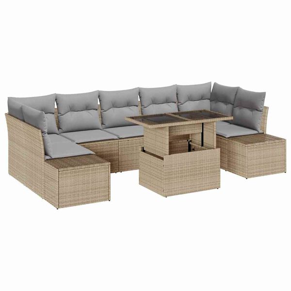 vidaXL Ensemble de canap&eacute; de jardin 8 pcs Beige et Gris clair