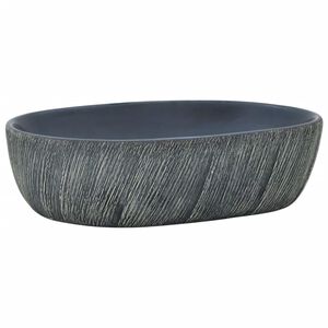 vidaXL Vasque &agrave; poser noir et gris ovale 47x33x13 cm c&eacute;ramique
