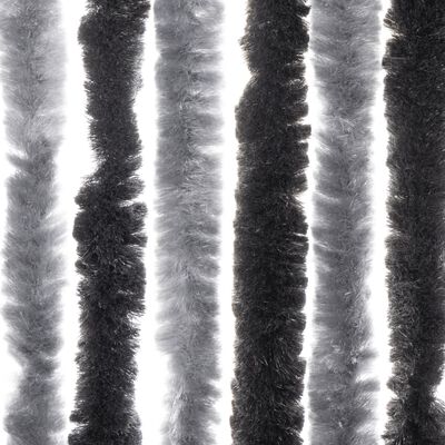 vidaXL Rideau anti-mouches gris et noir 100x220 cm chenille