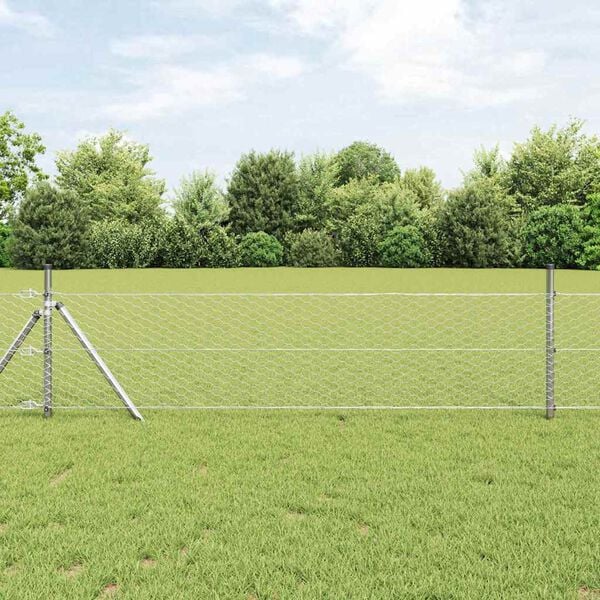 vidaXL Poteau de cl&ocirc;ture. Argent&eacute; 100 x 0,5 m (maillage de 36 mm)