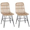 vidaXL Chaise de salle &agrave; manger 2 pc Rattan et Acier Naturel