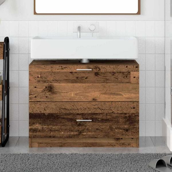 vidaXL Cabinet de salle de bain avec porte Bois Ancien 78 x 37 x 59 cm