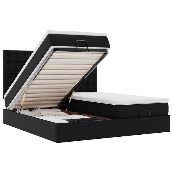 VidaXL Cadre de lit ottoman avec matelas noir 160x200 cm similicuir