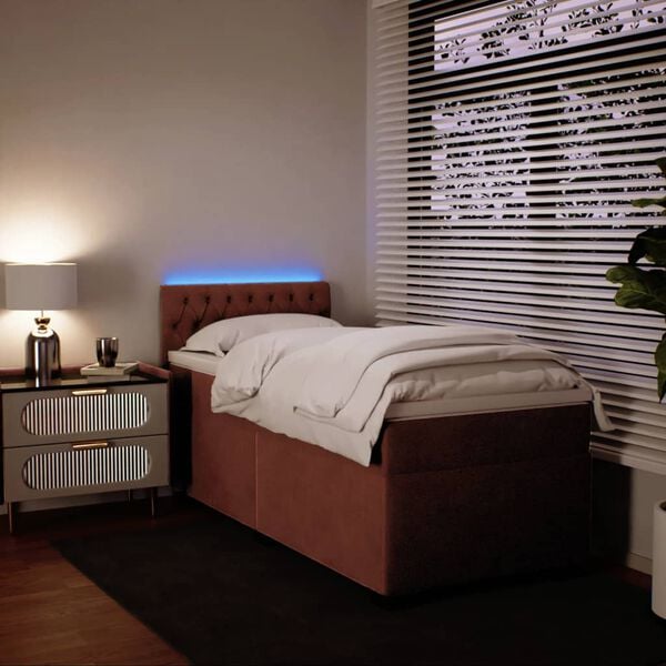 vidaXL Sommier &agrave; lattes de lit avec matelas Rose 90x190 cm Velours